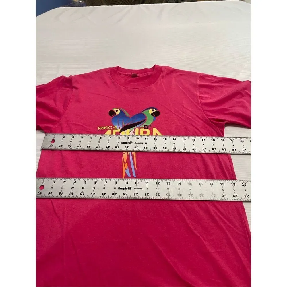 Artesala Prikichi Aruba Vintage 80s Pink Single Stitch T-Shirt Size M/L See Meas